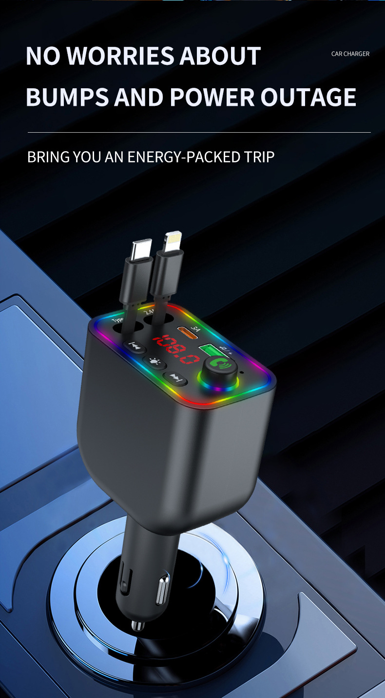 Multifunctional Car-Mounted Blue Mp Player Bluetooth + Charging + Fm Transmitter + Hands-Free Calling Cross-Border Manufacturer Supply