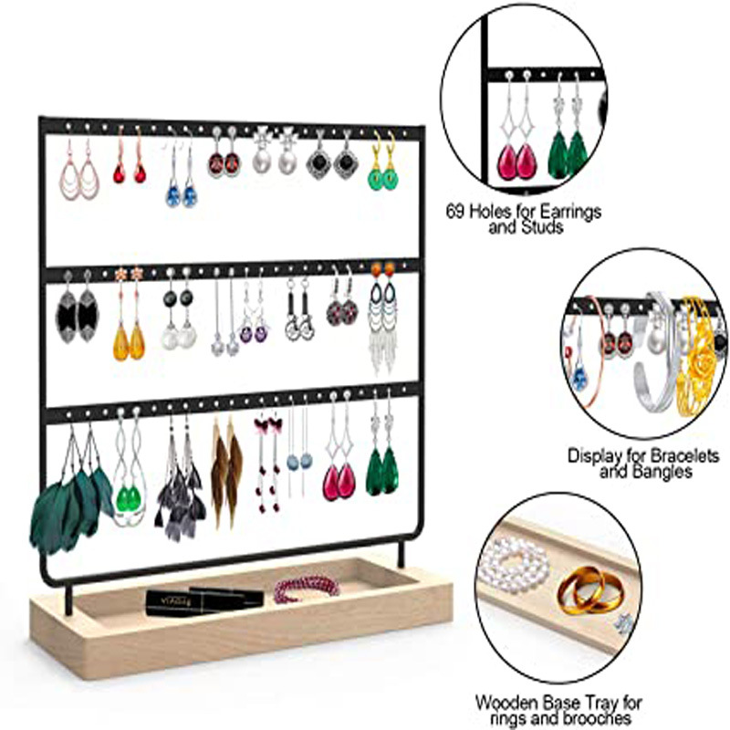 Slotted Wooden Base Jewelry Storage Display Stand Wholesale Nihaojewelry display picture 5