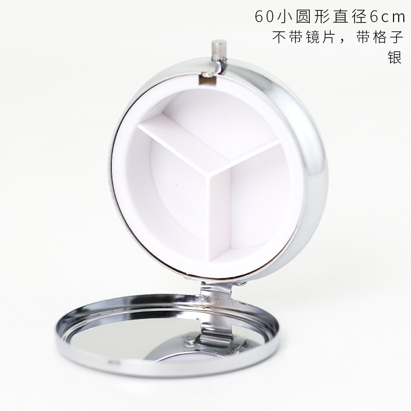丸い三格の金属の薬の箱の小さい鏡の多格のハート型の四角形は携帯して簡単な錠剤の箱の創意のキャンディーを持ちます。|undefined