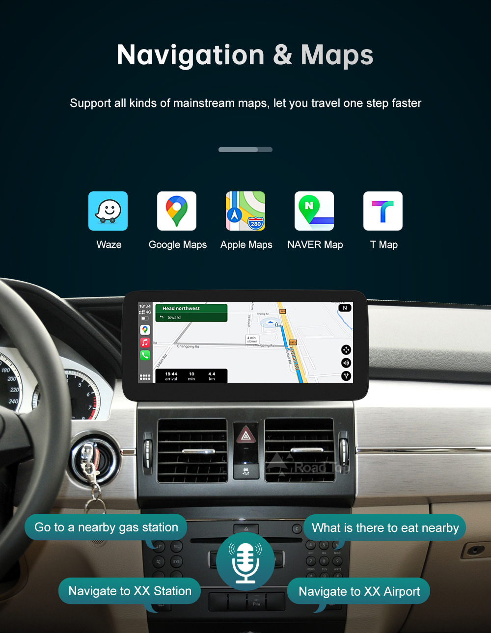 RoadTop Wireless CarPlay Screen For Mercedes-Benz GLK 2008-2012 NTG4.0 Display