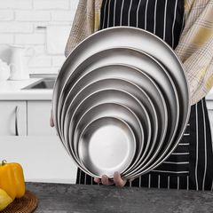 Korean golden stainless steel barbecue plate round plate barbecue restaurant tray vegetable cake plate fruit plate restaurant bone plate