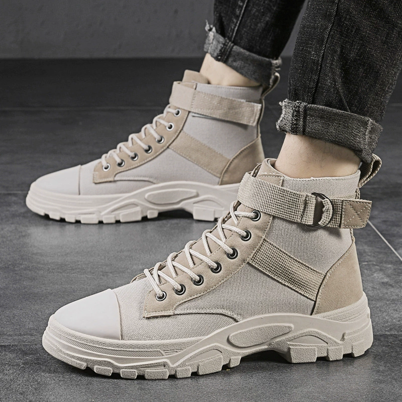 2025 весенняя повседневная мужская обувь высокая банда холст сапоги Мартин зимний корейский тренд сапоги на открытом воздухе сапоги мужская модная обувь