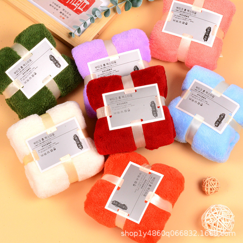 Souvenir Square Coral Velvet Towel Wedding Return Gift Wedding Shop Gift Box with Birthday Business Creative Gift Batch