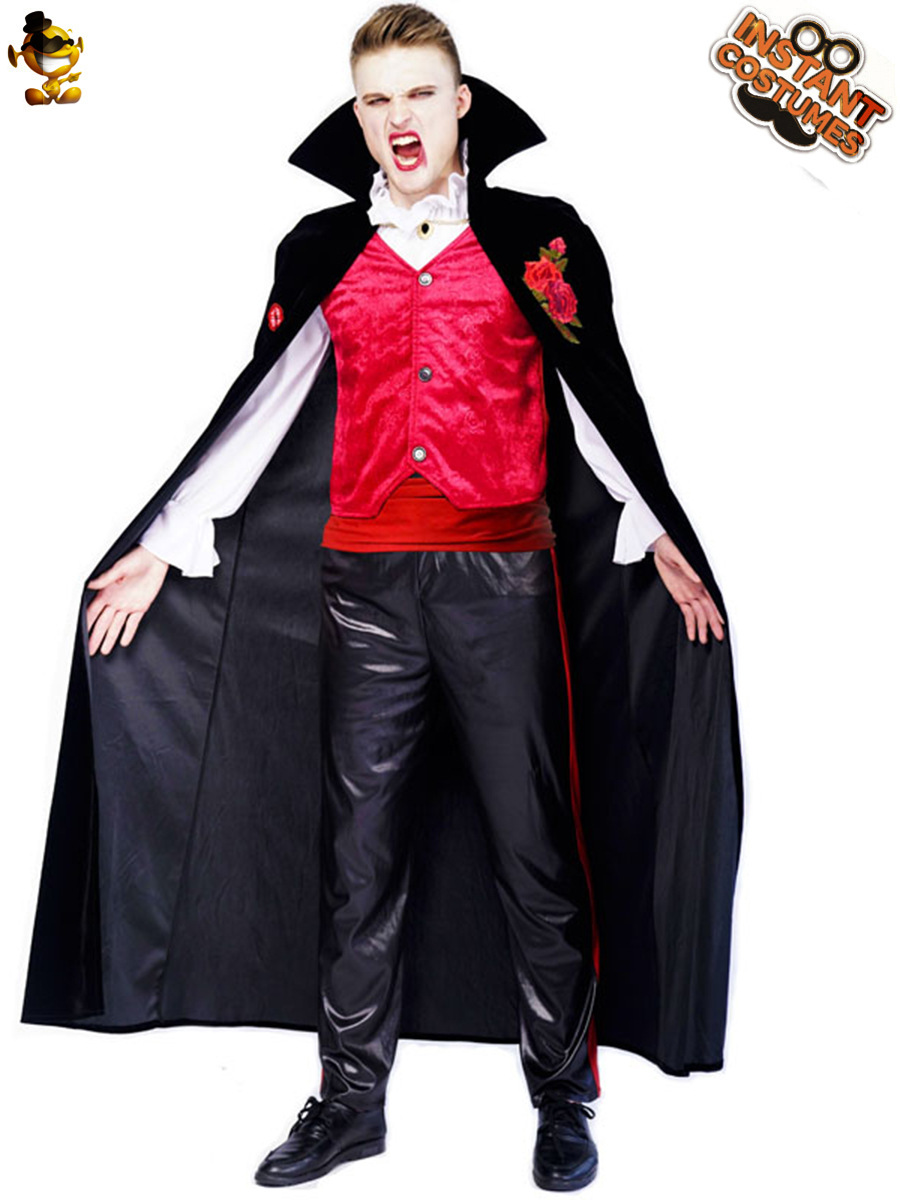 Hombres y mujeres adultos pareja de Halloween Rosa bordado vampiro rol etapa rendimiento partido traje