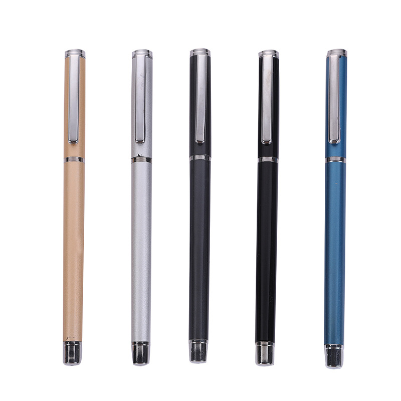 En stock pluma de gel de alta gama pluma de firma de metal letras LOGO publicidad de negocios pluma de impresión de aluminio negro varilla pluma de agua