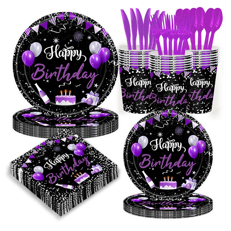 Purple Birthday Party Paper Plate Set Kidsren's Holiday Decoration Snack Plate Disposable Decorative Dinner Plate Paper Cup Paper Towel Purple Birthday Party Paper Plate Set Kidsren's Holiday Decoration Snack Plate Disposable Decorative Dinner Plate Paper Cup Paper Towel