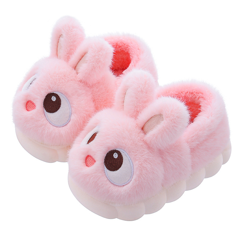 Bolsas de invierno para niños, zapatos de algodón calientes para niños y niñas, vello antideslizante para padres e hijos, zapatillas de algodón bonitas con suela gruesa