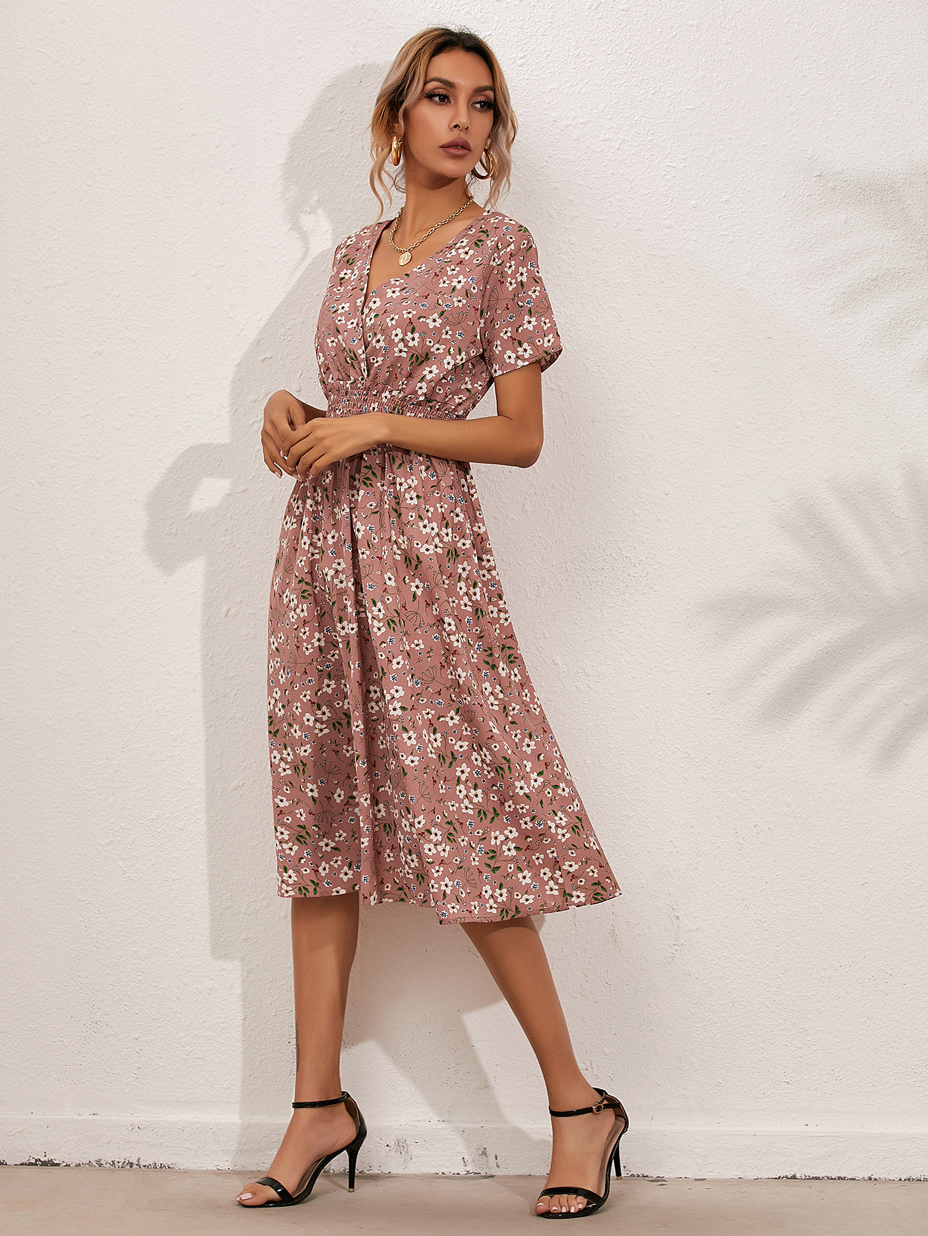 summer new  V-neck floral dress  NSYD49499