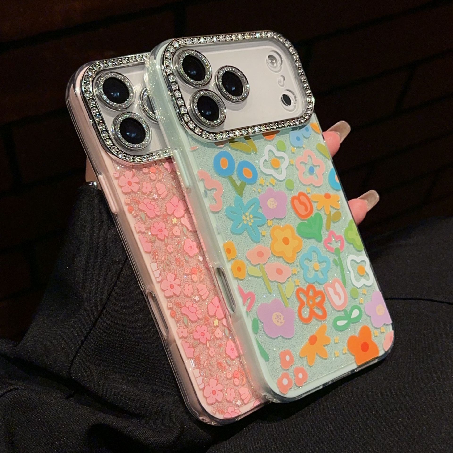 Étui de protection pour iPhone 17, 16, 15, 14, 13, 12, 11 Pro, Pro Max Plus, petit modèle, motif floral délicat, perforation fine et précise, cadre 2 en 1_voghion.com