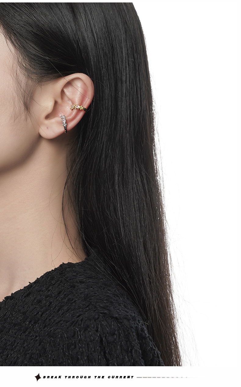Daily Occasion 925 Sterling Silver Material 1 Piece 925 Sterling Silver Zircon Solid Color Ear Cuffs