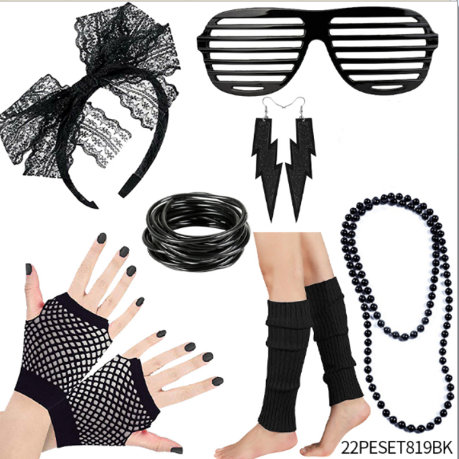 1980 s 80s traje collar pulsera falda de gasa guantes brazalete 80s Flapper girl dress