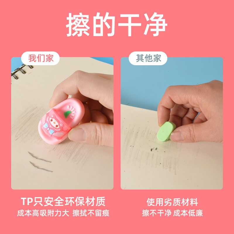 Dibujos animados Sanrio Kulomi Melody Zapatillas Borrador Mini portátil con borrador limpio Papelería