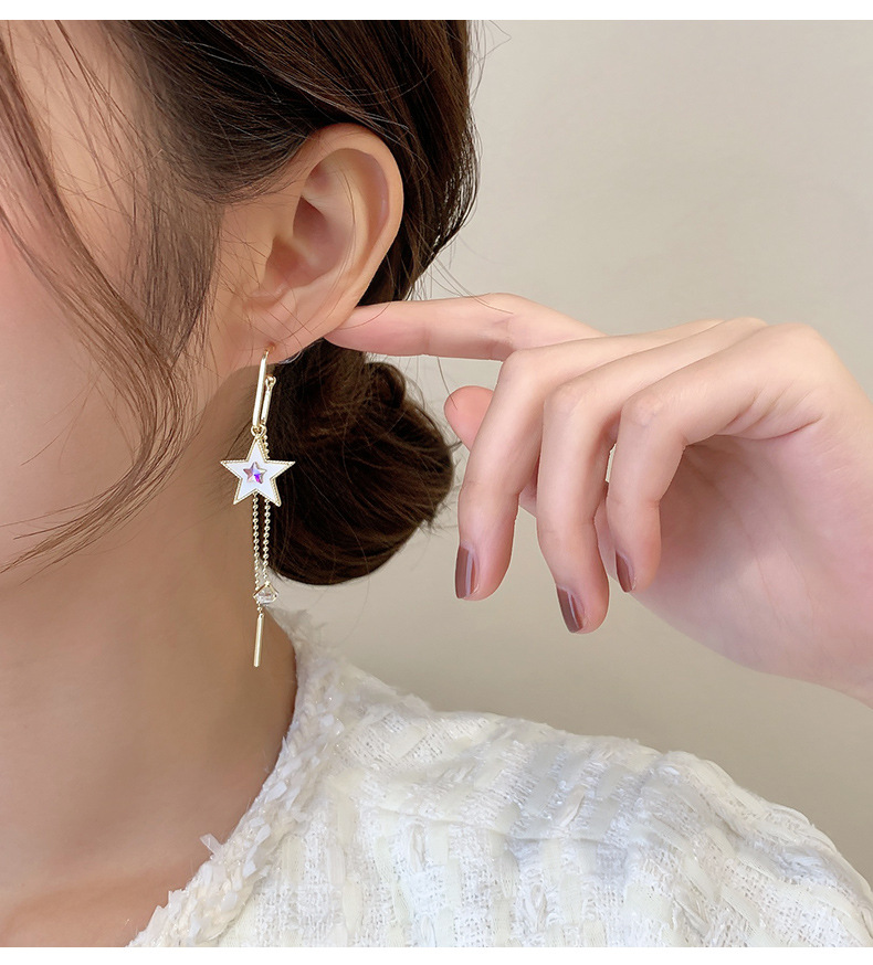 1 Pair Simple Style Star Inlay Alloy Rhinestones Drop Earrings display picture 3