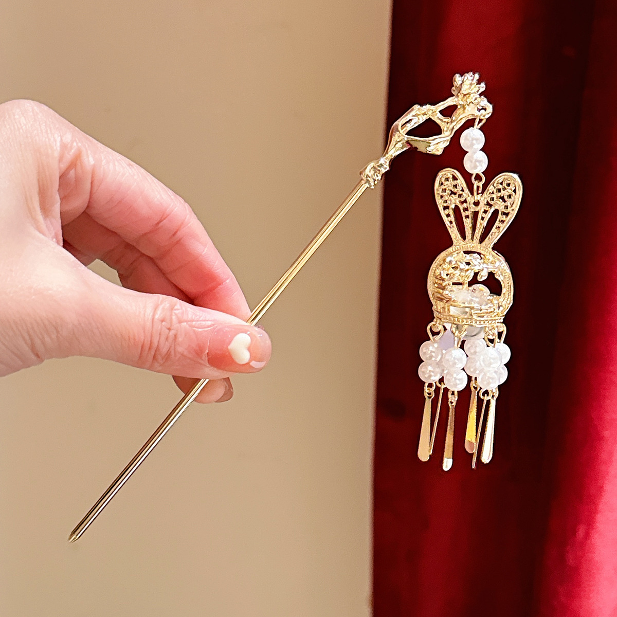 Estilo antiguo hanfu linterna borla horquilla luminosa Palacio mapache pequeña princesa tocado Palacio Lámpara paso sacudida horquilla accesorios para el cabello para mujeres