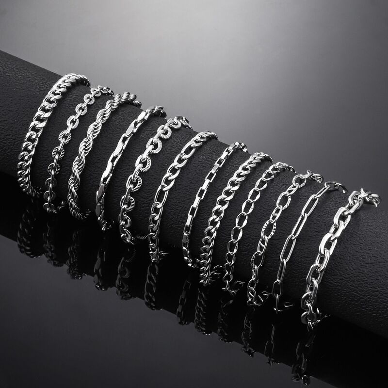Cross-border Hot Selling Stainless Steel Bracelet European and American Men's Color-free Cuban Chain Fashionable All-match Washable Titanium Bracelet Cross-border Hot Selling Stainless Steel Bracelet European and American Men's Color-free Cuban Chain Fashionable All-match Washable Titanium Bracelet