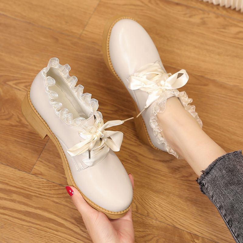 Ziyanyan's New Leather Shoes, Women's High-Heeled Shoes, Women's Summer Fashionable and Versatile Mid-Heel Thick-Heeled British-Style Four-Season Shoes