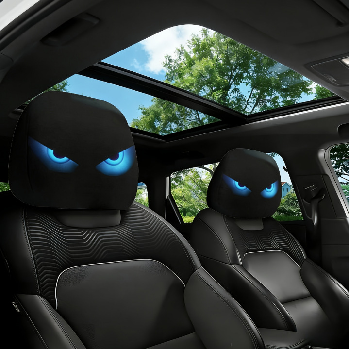 Universal Printed Headrest Covers for Cars, Various Quirky Prints, Polyester, Breathable, Antibacterial, Does Not Shrink or Become Hard