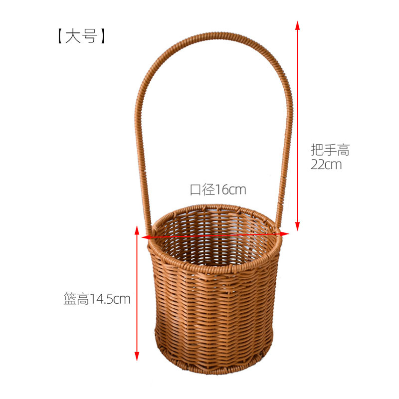 Cesta de flores tejidas de ratán cesta portátil cesta pastoral floral arreglo floral cesta de regalo de frutas cesta de almacenamiento de dulces festivos