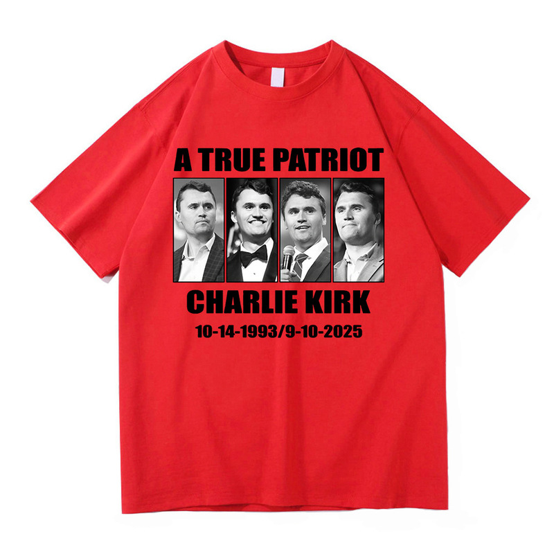 2025外贸新款Charlie Kirk自由T恤时尚男/女原宿美学字母印花T恤|undefined