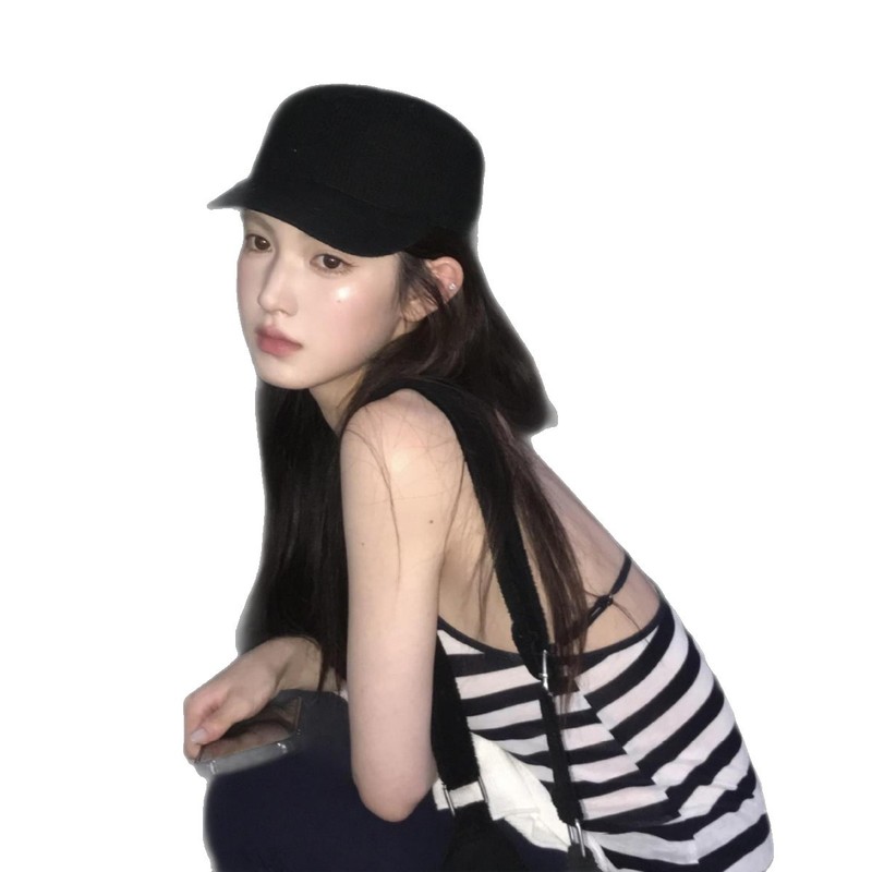 日本の新しい春夏の美白ミニマリストクリアフェイス小さなレトロな乗馬帽子レディースファッション多用途ひさしキャップイン|undefined