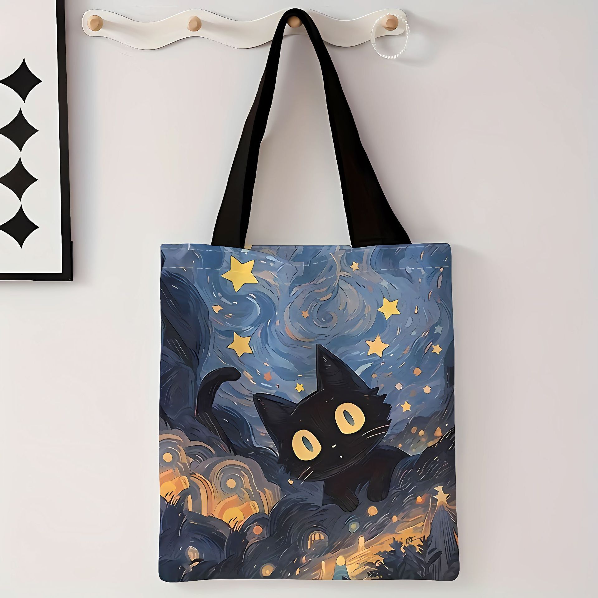 Explosiones transfronterizas adorables gatos bolsas de lona de impresión de gran capacidad para estudiantes de un solo hombro bolsas de lona al por mayor