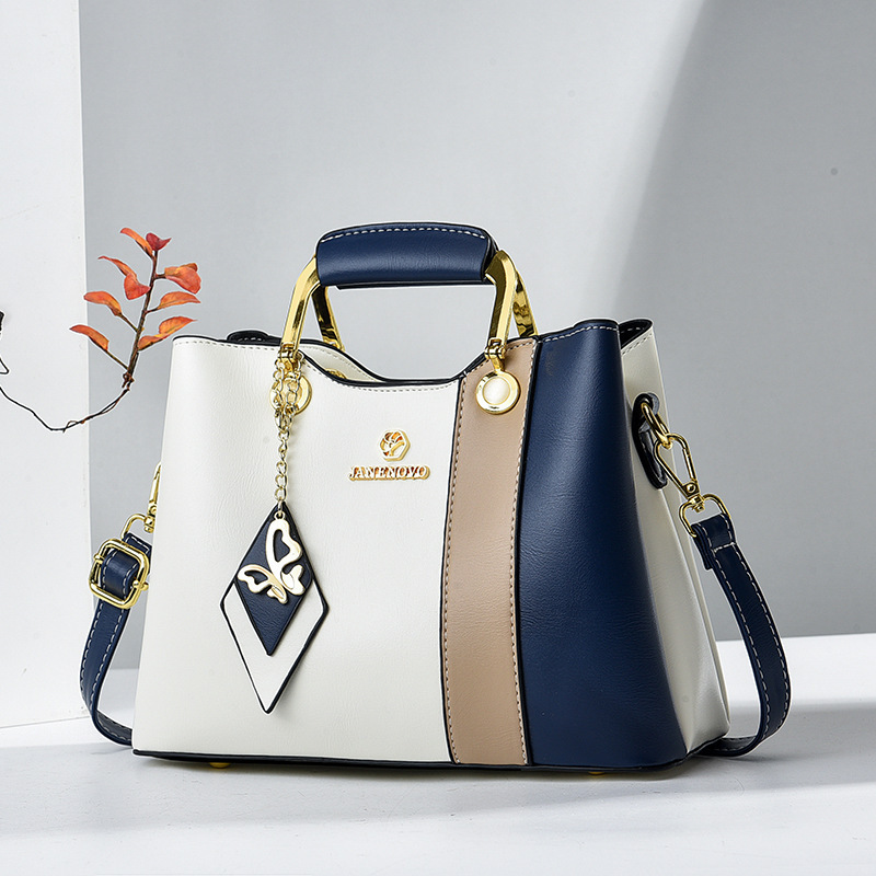 2025 nuevo color contraste bolso de mujer de mediana edad bolso de ropa de cama casual bolso inferior temperamento bolso de madre bolso de hombro portátil