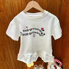 童装t恤夏季女童新款潮流休闲时尚洋气甜酷风卡通米奇短袖T恤新款