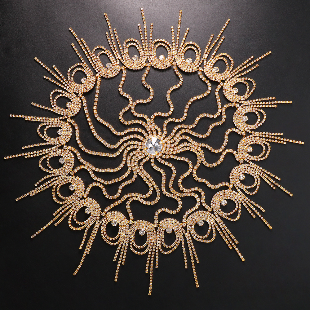 Amazon Venta caliente rhinestone cadena del pelo femenino europeo y americano sexy exagerada multi-capa borla diadema accesorios para el cabello tocado