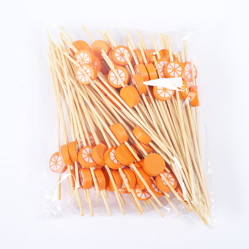 Fruit stick desechable creativo de cóctel plato decoración hamburguesas postres arte palillos de dientes palillos de bambú horquilla de fruta comercial