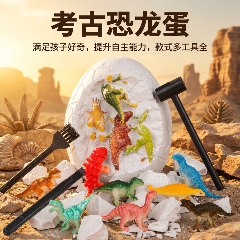 Children's Dinosaur Archaeological Excavation Toy Dinosaur Egg Fossil Treasure Digging Plaster Educational DIY Toy for Boys and Girls