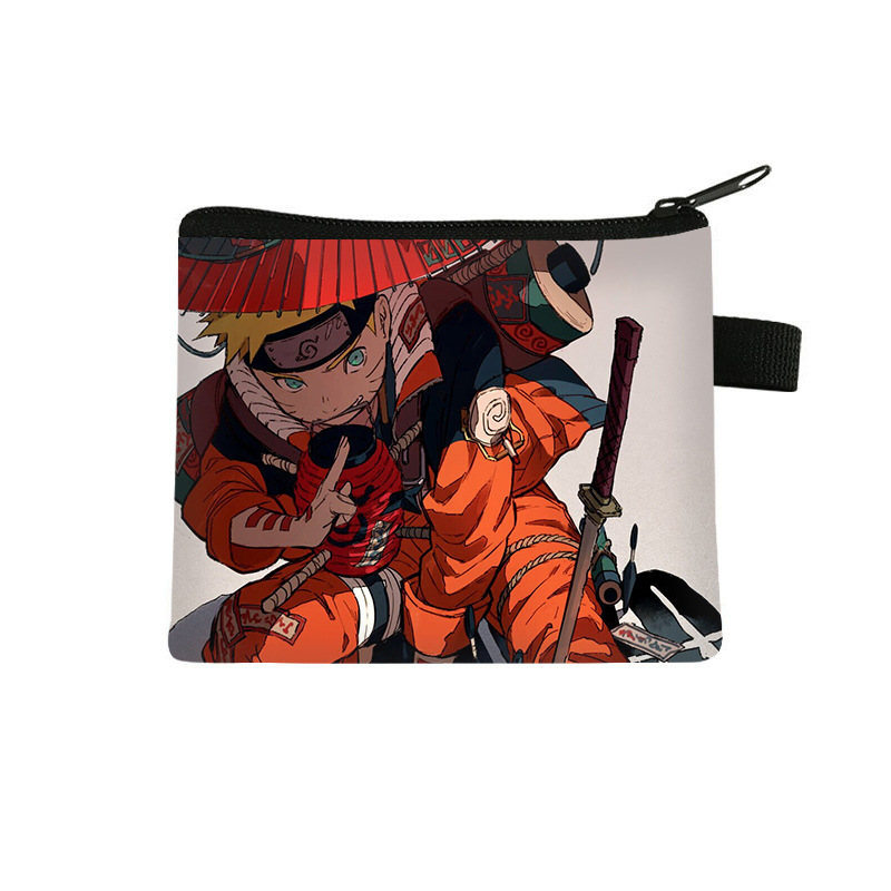 Nuevo Naruto niños monedero estudiante tendencia auricular moda bolsa de almacenamiento tendencia cremallera titular de la tarjeta al por mayor