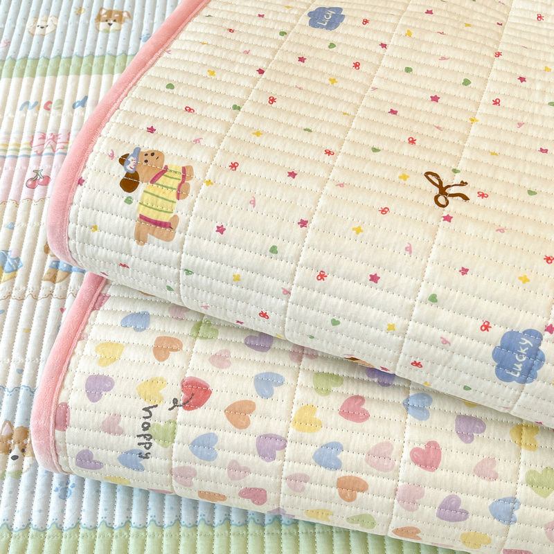 Thickened Cotton Double-Sided Bed Cover, One Side Pure Cotton and One Side Velvet Tatami Quilted Bed Sheets, Three-Piece Set for All Seasons