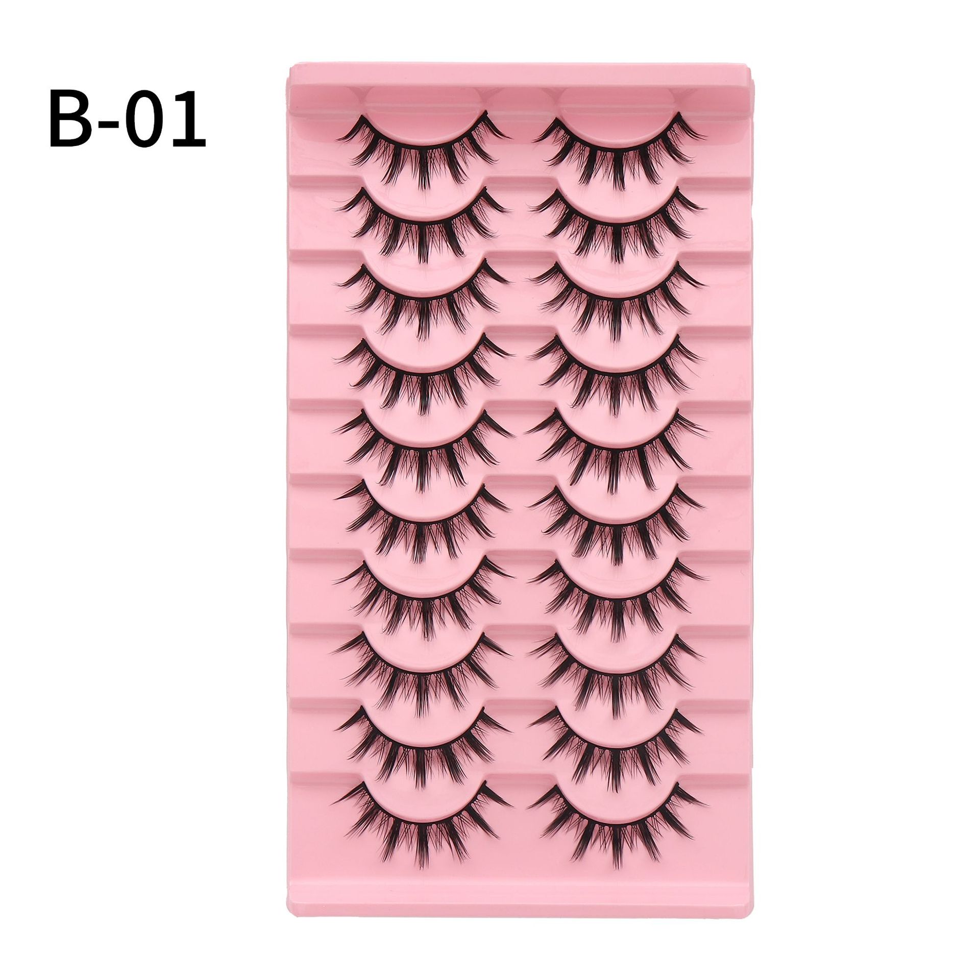 En stock una caja de 10 pares 009 pequeño diablo pestañas falsas natural multi-nivel 3D tridimensional pestañas fábrica al por mayor