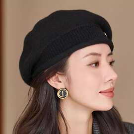 秋冬季女士帽子时尚百搭针织毛线帽子舒适保暖贝雷帽批发跨境专供