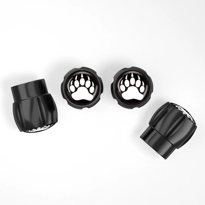Neutral Valve Core Cover Aluminum Alloy Car Tire Bear Footprint Valve Cap Decorative Protective Cover with Various Pictures (Other Automotive Exterior Supplies) - black-metal-a-set-of-4-white-bear-claws