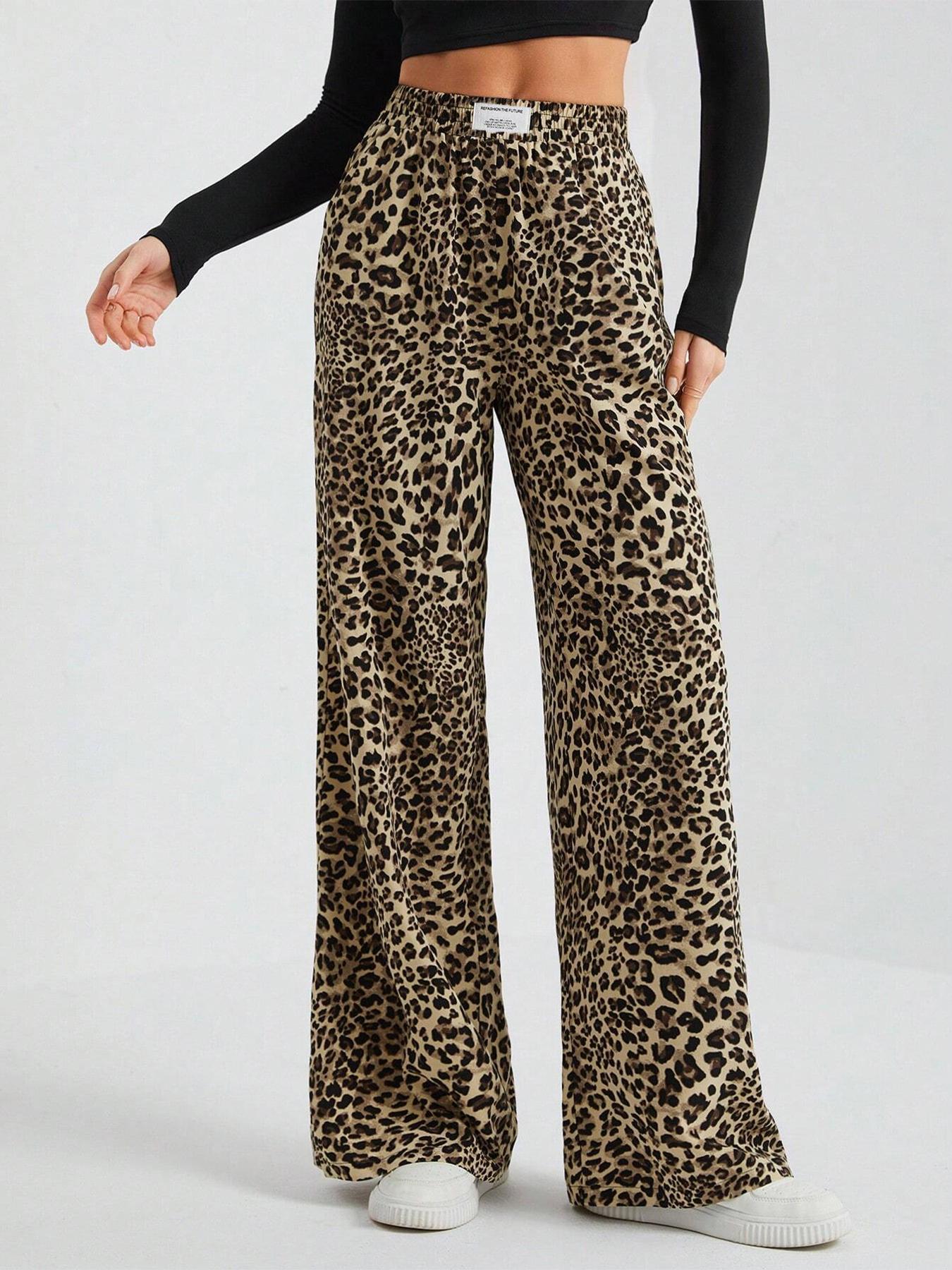 European American Autumn And Winter New Cross-border Bestseller Leopard Print Woven Women's Wide-leg Elastic_voghion.com