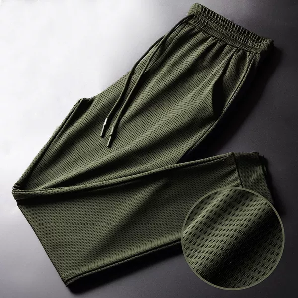 Net eyebrow trousers (solid color green)