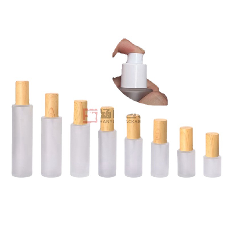 水转印木纹盖化妆品喷雾 30ml 50ml 100ml 120ml 蒙砂玻璃乳液瓶