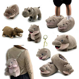 跨境新款 moo deng plush 弹跳猪 侏儒河马 毛绒玩具