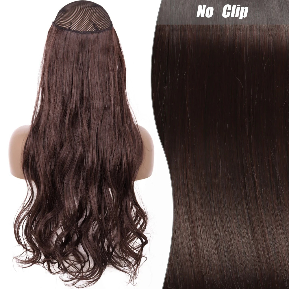 Una pieza de pelucca europea y americana ajusta el cabello rizado largo de las mujeres ondas grandes extensiones de fibra química de cabello de línea de pescado clip cabello