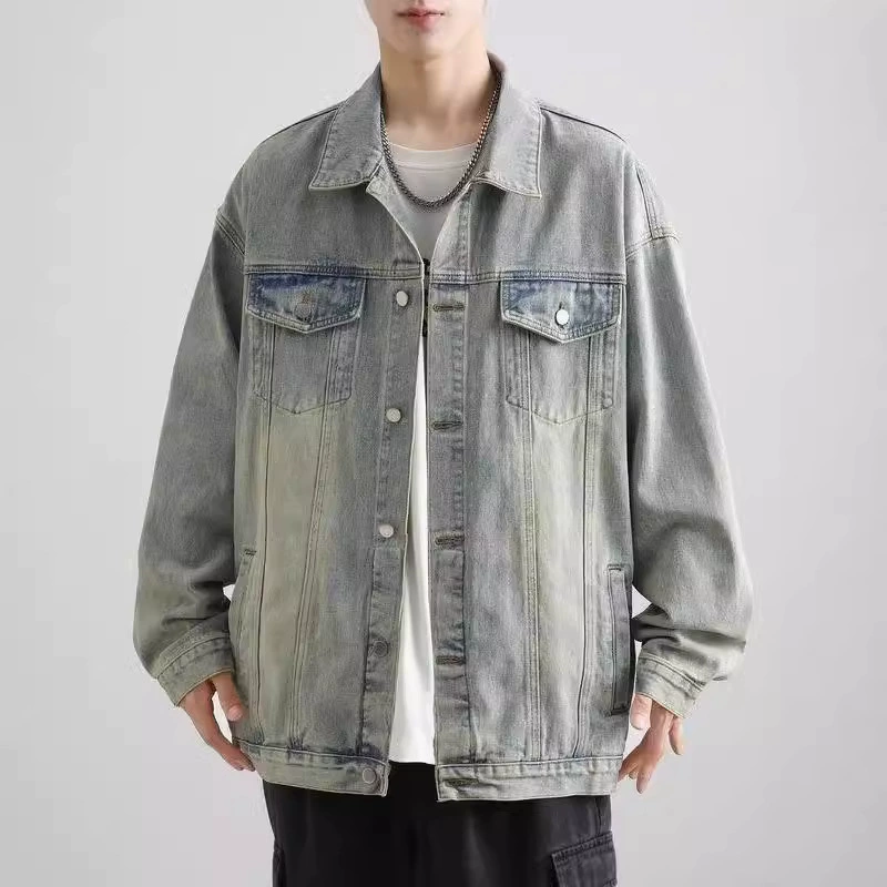 Denim men's warm trend jacket, American style, oversize
