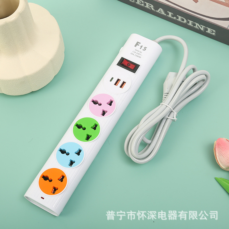 Conector doméstico inteligente con cable, conector multifuncional poroso, conector estándar americano, estándar europeo, estándar británico, conector de cable largo, carga de teléfono móvil