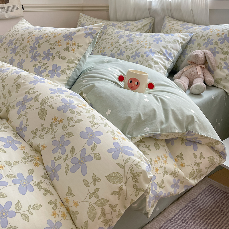 Cubierta de edredón de algodón de dibujos animados para estudiantes de una sola pieza de algodón puro 150x200x230 cubierta de edredón dormitorio individual 1.5 pieza de cuatro piezas