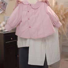 女童春夏套装新款甜美韩系加棉加厚棉服女宝宝百搭加绒裤子潮