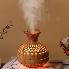 木目の花の加湿器の7色のランプの300mlの軽い音量の2段階のスプレーusbの寝室の家庭用オフィスは水を補充します。