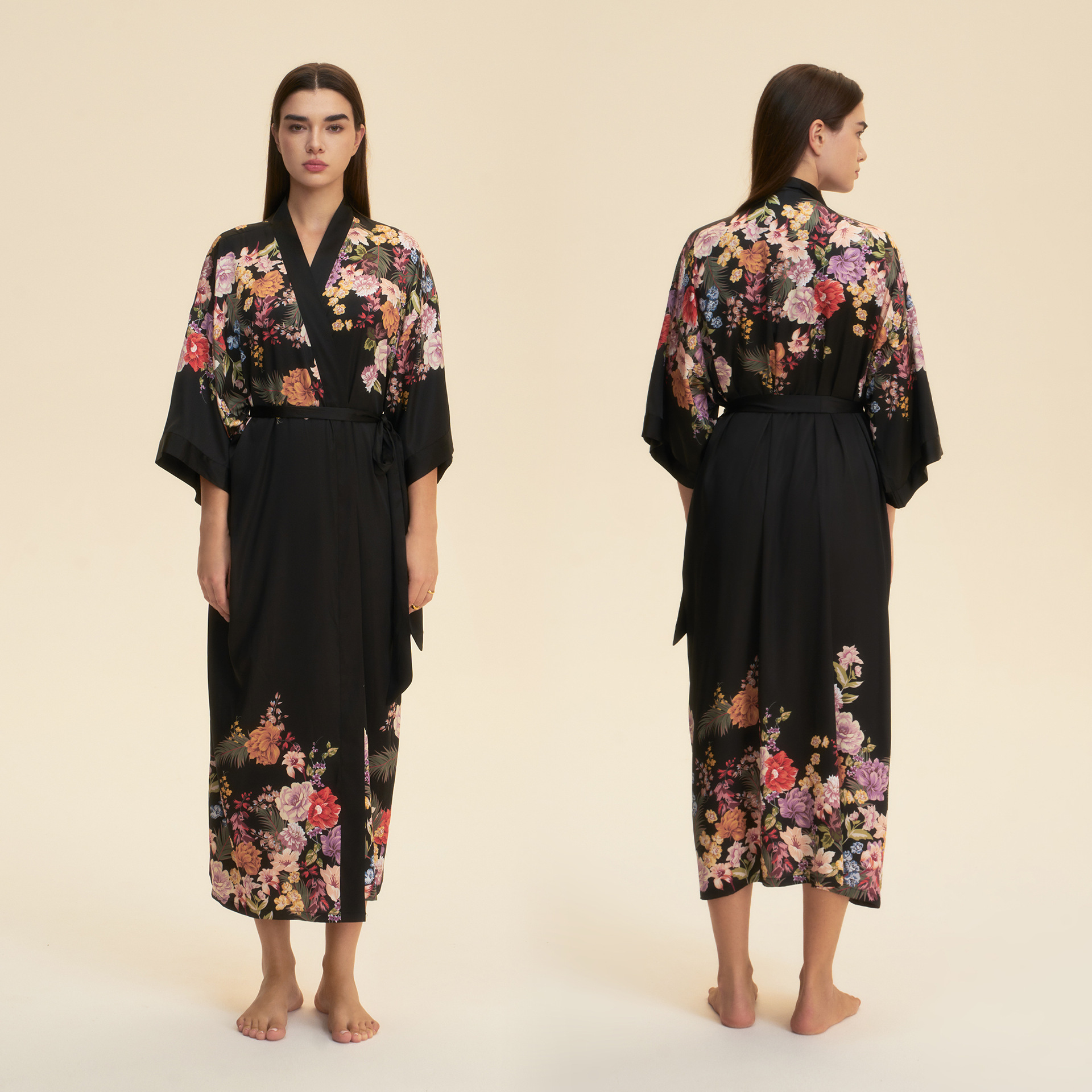 Yaoting Europa y los Estados Unidos nuevo satén pijama de tamaño grande mujer primavera y otoño delgada camisa larga de mangas largas ropa de casa WP5021