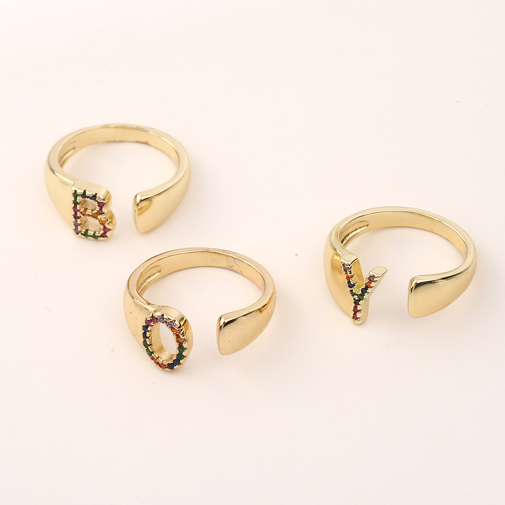Fashion New Style Copper Micro-inlaid Zircon 26 English Letter Ring display picture 25