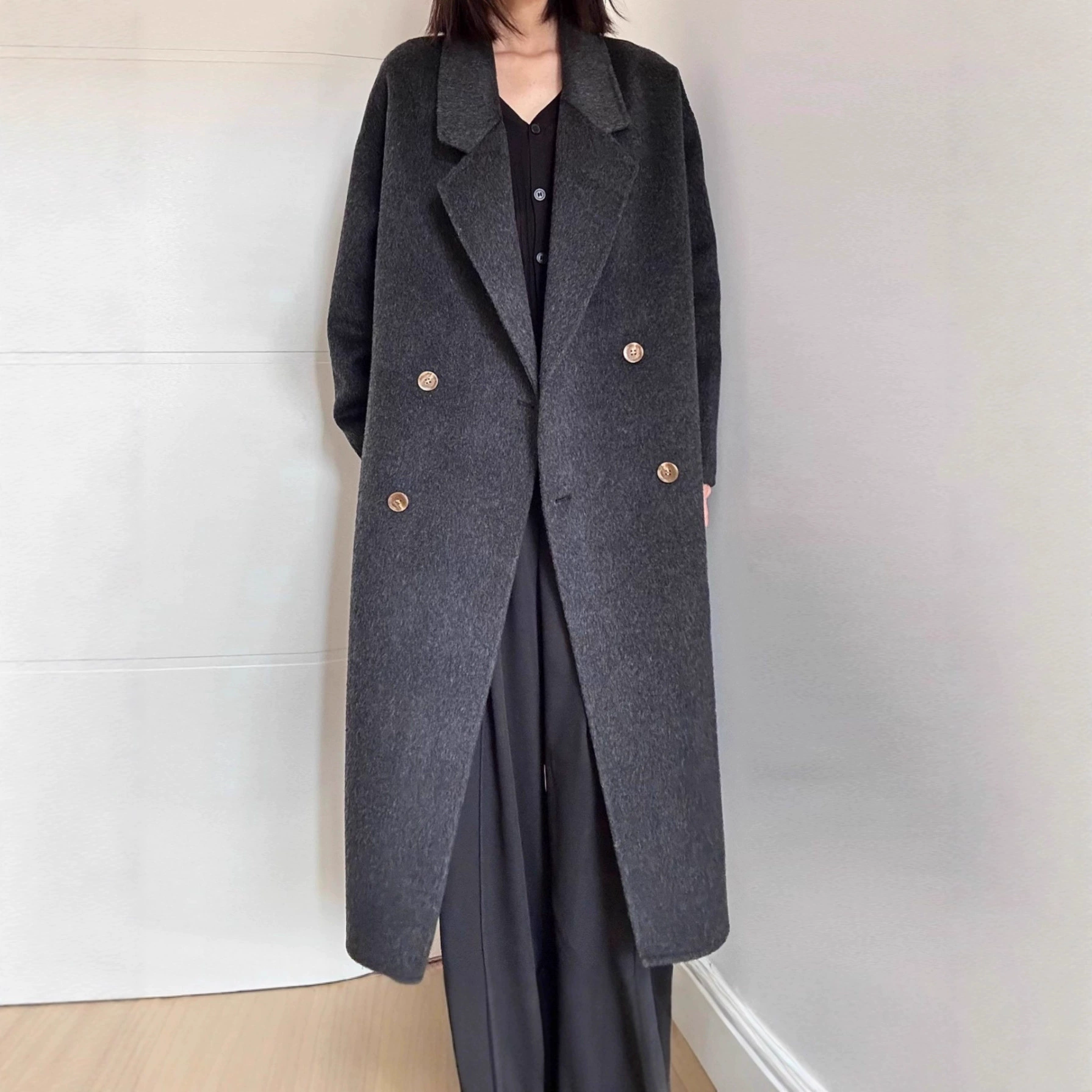 Высокий [Корейский ленивый и простой кокон] Высококачественная корейская версия двухсторонней шерсти женский шерстяной шерстяной куртки