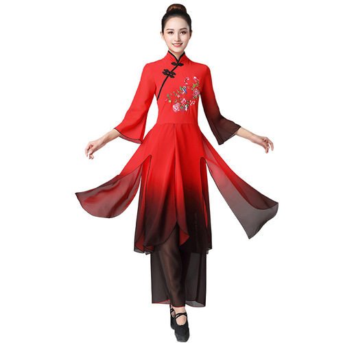 Yunshang square dance yangko costume new fan classical dance costume suit female folk dance costume performance costume 2105