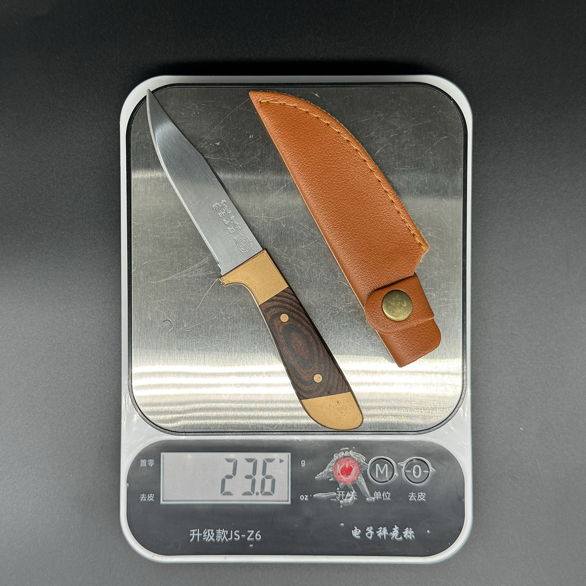 (1.2 두께) 빨간색 손잡이 고기 칼 + 가죽 칼집